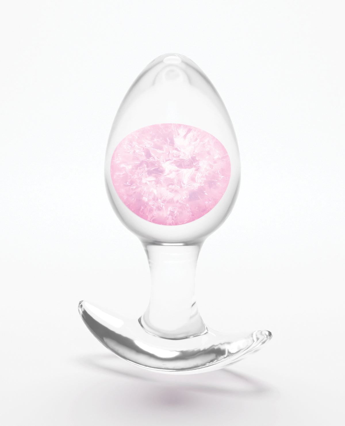 Cosmic Glams middelgrote buttplug van vloeibare siliconen met roze glinsterende glazen knikker