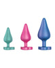 Load image into Gallery viewer, ROMP Luster Butt Plug Kit Multi Color Silicone Anal Toy Set Three Sizes
