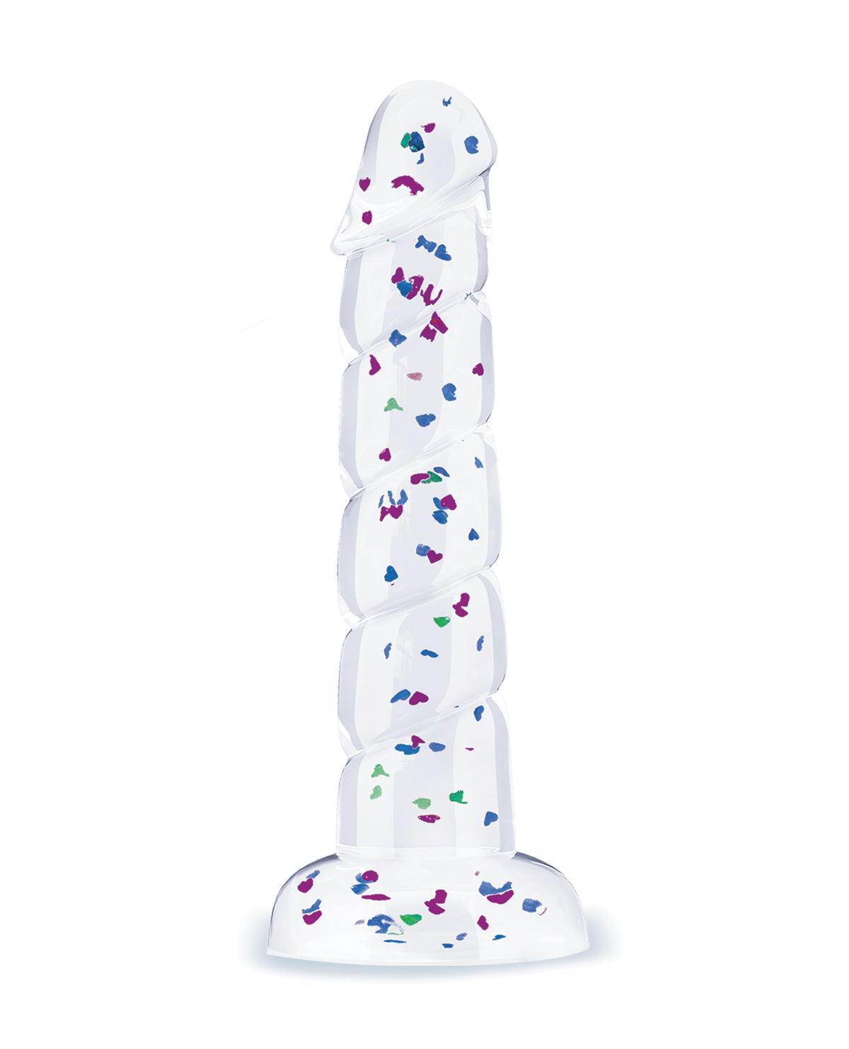 Glittergasm Swirl Dildo Seven Point Five Inch Crystal Glitter Blue Purple Violet