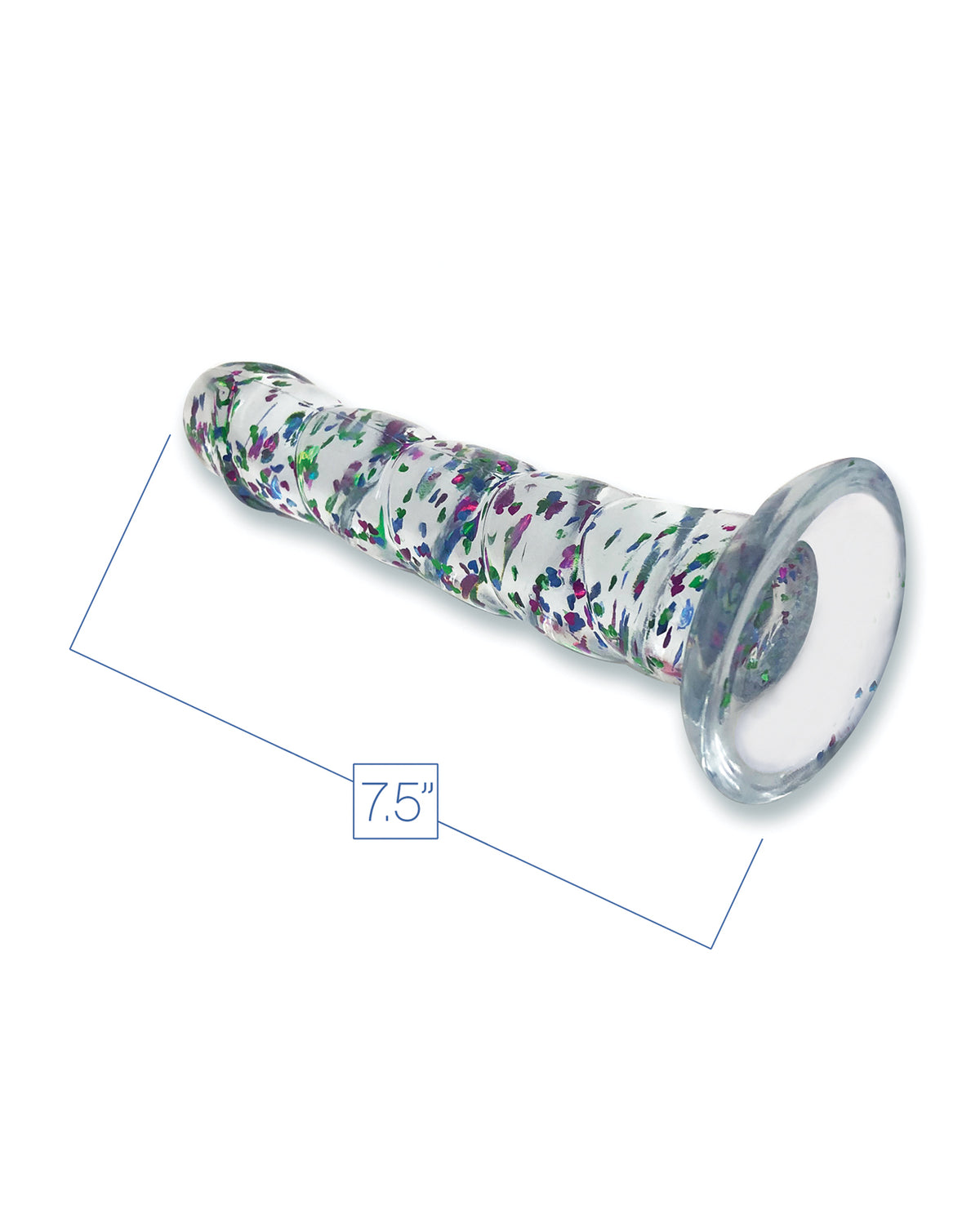 Glittergasm Swirl Dildo Seven Point Five Inch Crystal Glitter Blue Purple Violet