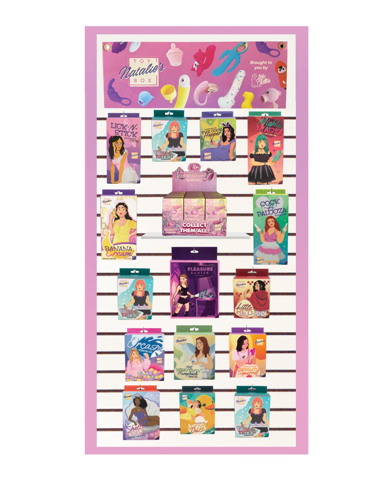 Natalies Toy Box-sæt med assorterede duftprøvesæt til butiksdisplay