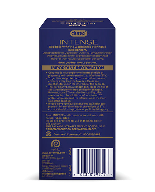 Prezerwatywy Durex Intense z nitrylu, ultracienkie, z efektem rozgrzewającym, opakowanie 10 sztuk