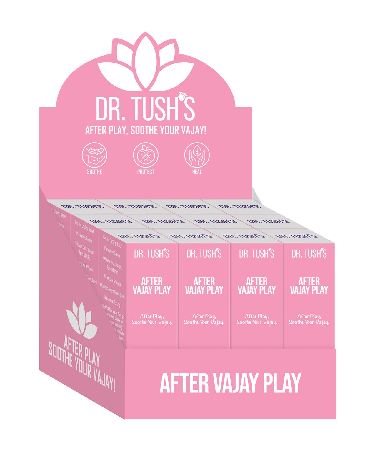 Gel rinfrescante lenitivo per la cura intima Dr Tushs After Vajay Play, confezione da 12