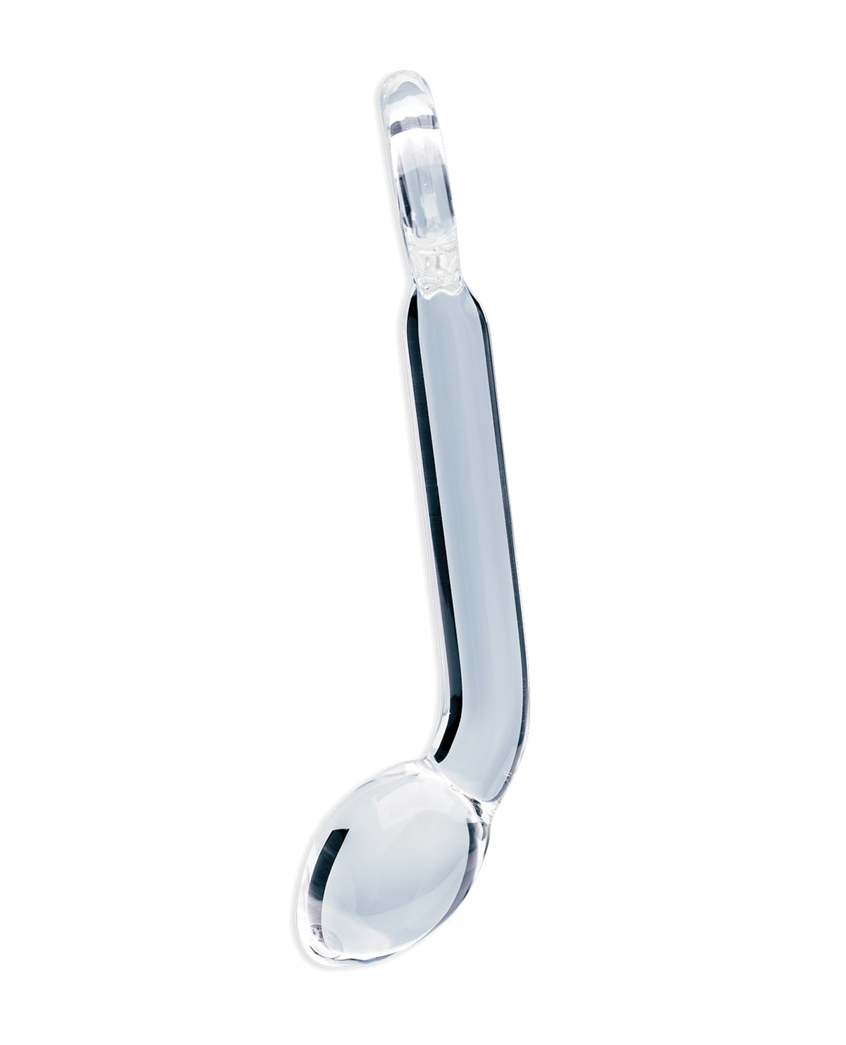 Dildo de vidro borossilicato de 6 Inch com haste curva e cabo polido Hera's Halo