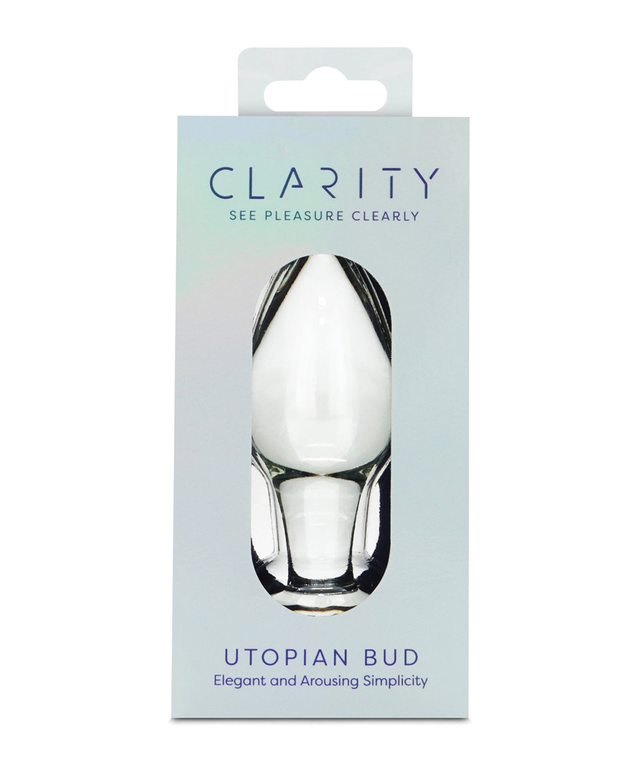 Plug anal en verre premium Clarity avec extrémité en forme de bourgeon utopique, design conique en borosilicate