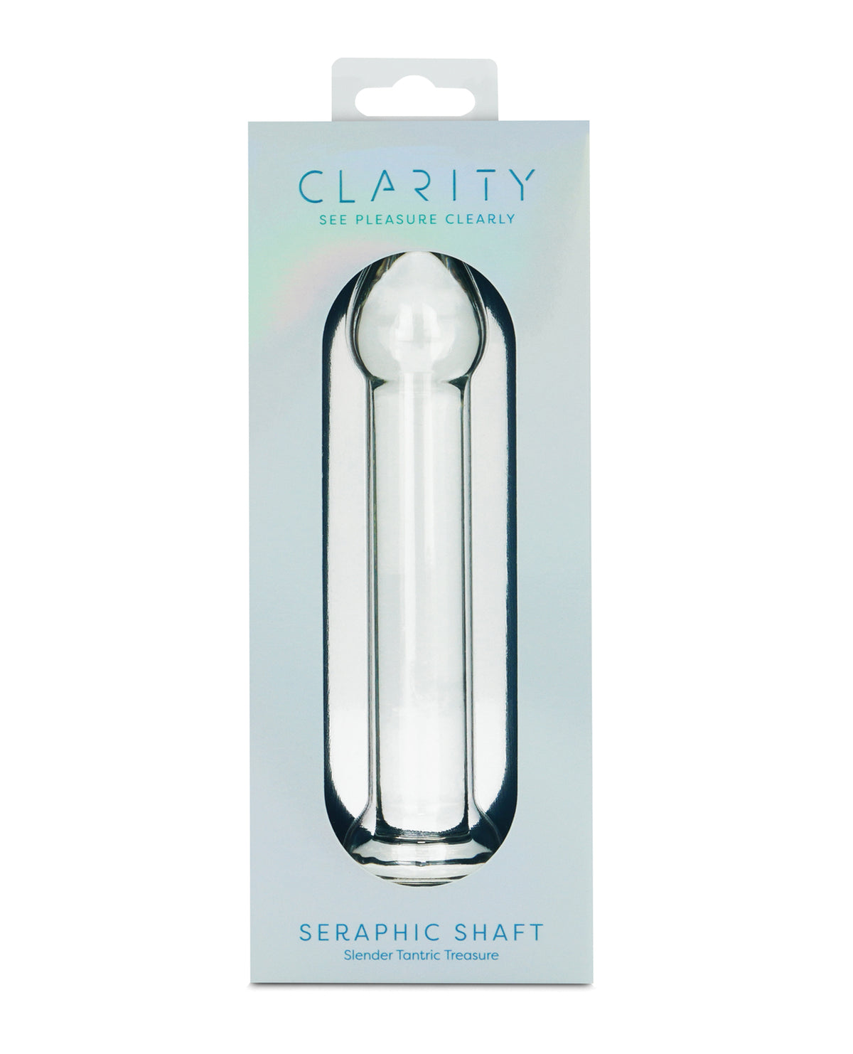 Dildo de vidrio transparente premium Seraphic Serenade, estilo compacto y elegante