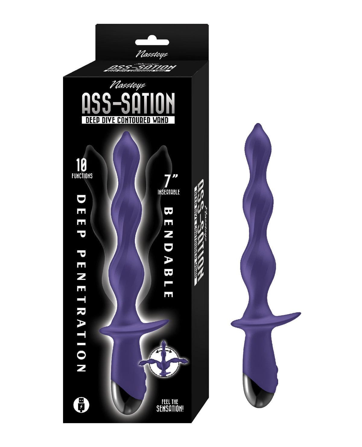Nasstoys Ass Sation Deep Dive Beaded Contoured Wand For Adults