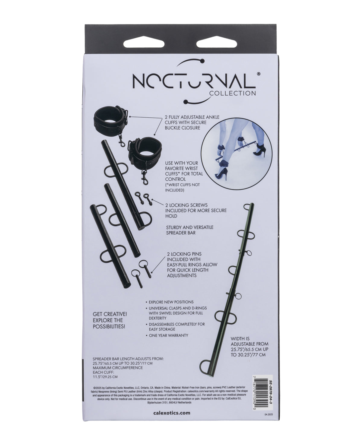 Nocturnal Collection stabile verstellbare Spreizstange mit Manschetten
