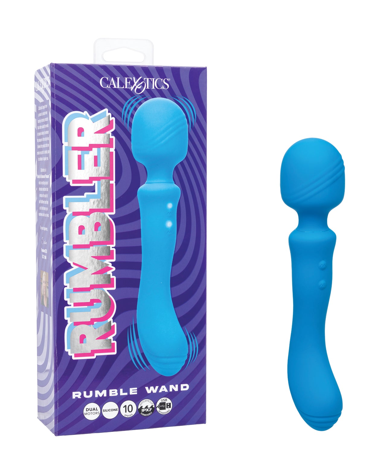 Masajeador vibratorio de doble extremo Rumbler Rumble Wand, azul