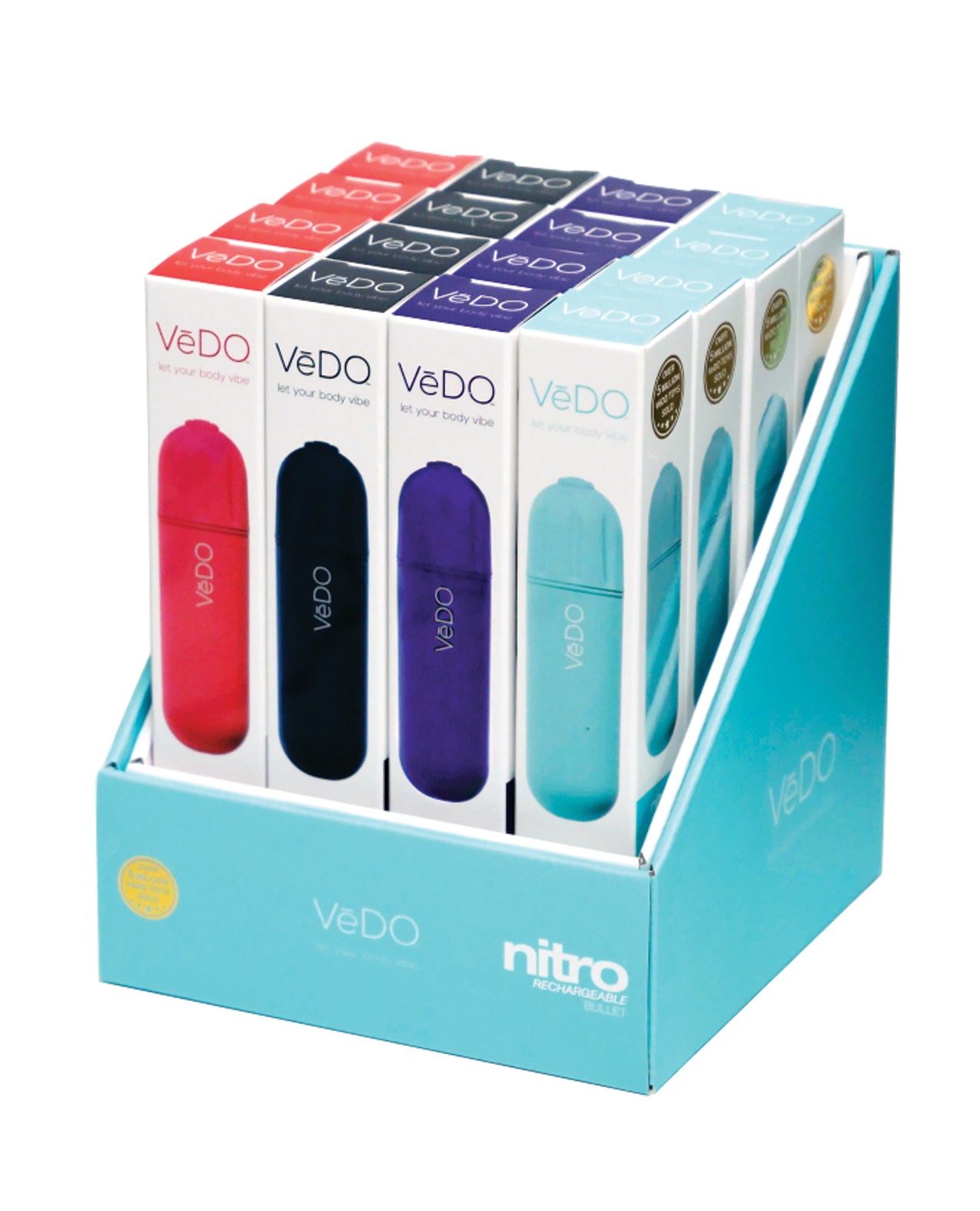 Vedo Nitro Rechargeable Bullet Vibrator Assorted 16 Piece Retail Display