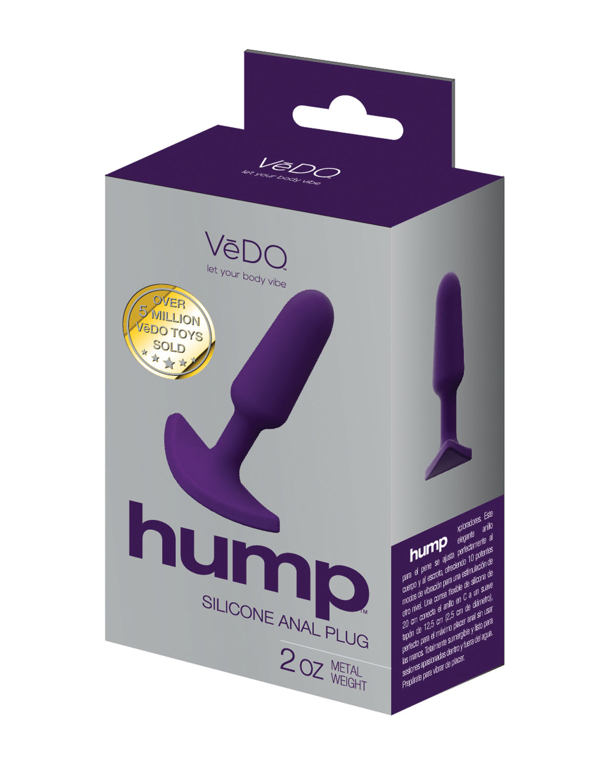 Plugue anal de silicone macio VeDO Hump, cônico, não vibratório, roxo