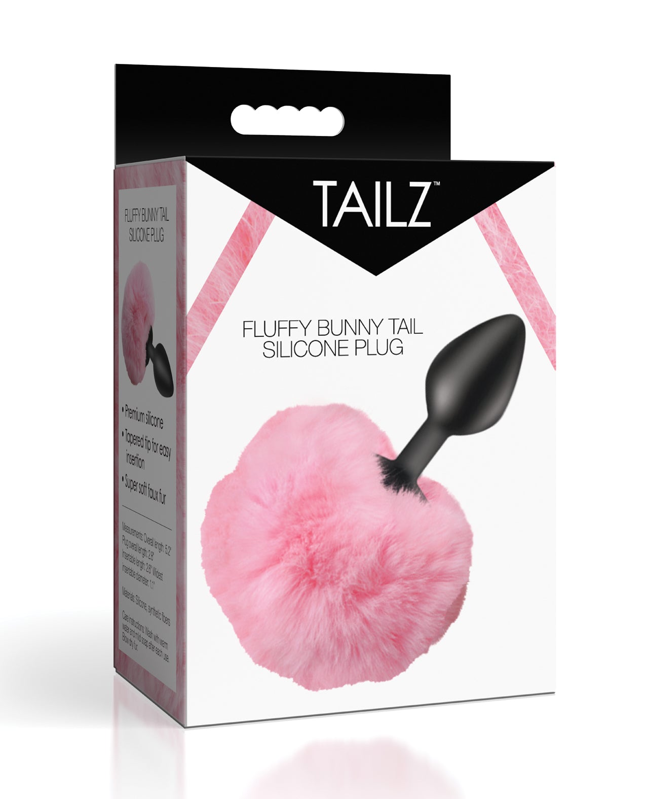 Plug anale Tailz Premium in silicone con coda di coniglio in pelliccia sintetica, rosa