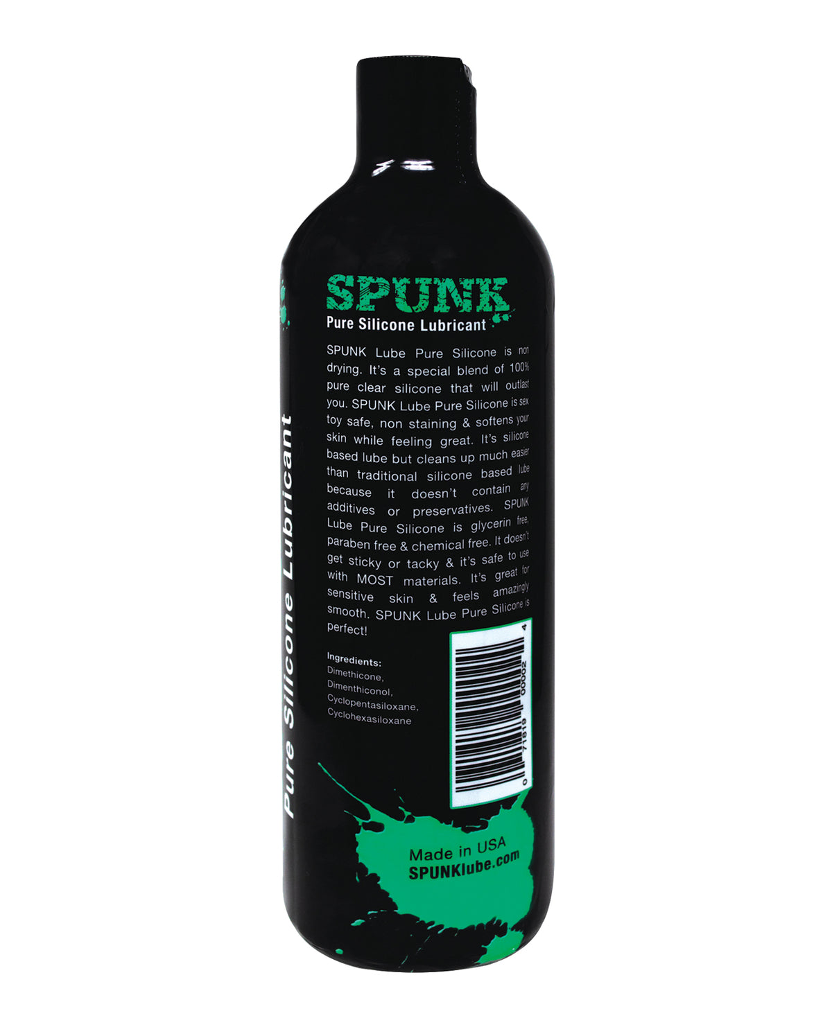 Spunk Pure Silicone Lubricant 16 Oz Sex Toy Safe Non Drying