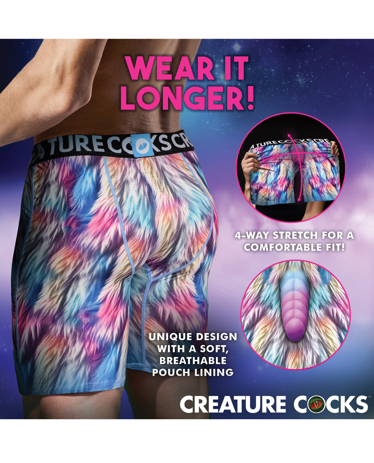 Shorts boxer de unicórnio Mystique da Creature Wear com cós de microfibra
