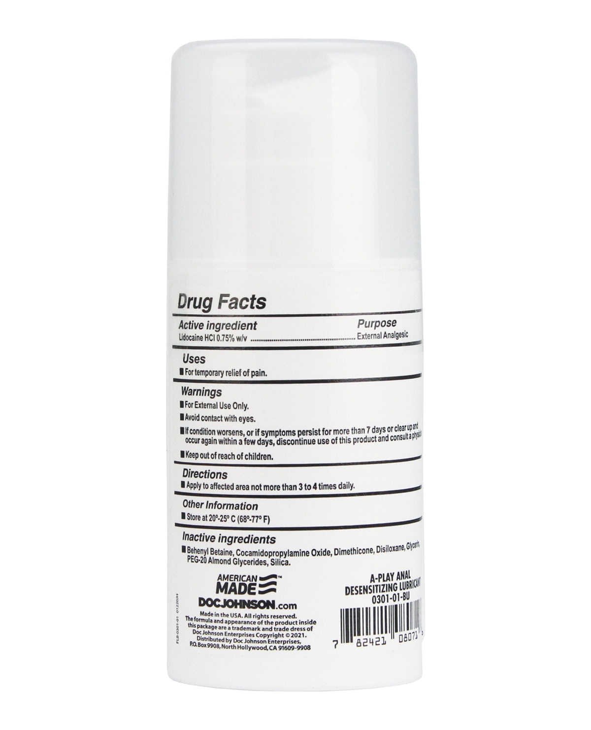 Doc Johnson A Play Anal Desensitizing Lubricant With Lidocaine