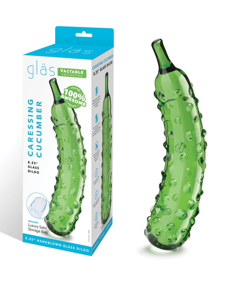 Afbeelding laden in Galerijviewer, Realistische glazen dildo met textuur, 8,25 inch, in de vorm van een streelkomkommer
