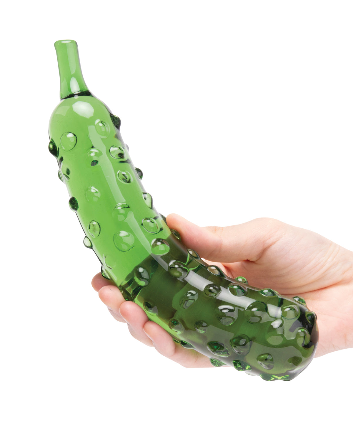 Realistische glazen dildo met textuur, 8,25 inch, in de vorm van een streelkomkommer