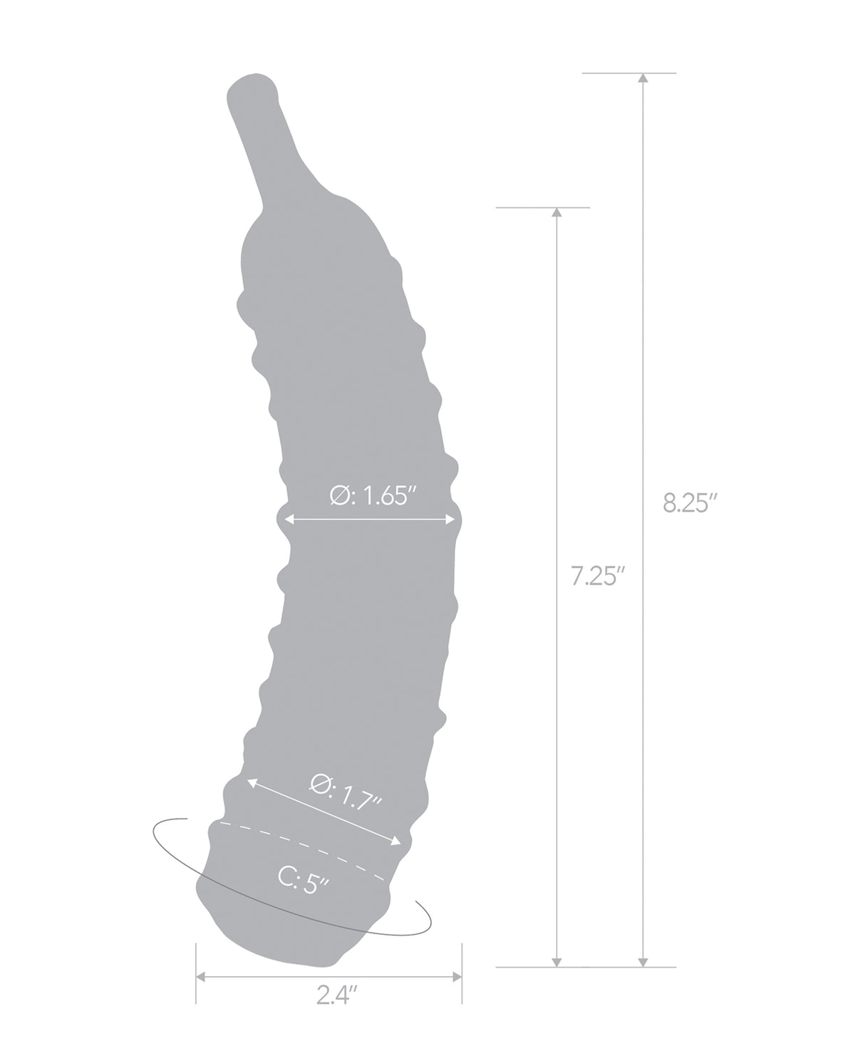 Realistische glazen dildo met textuur, 8,25 inch, in de vorm van een streelkomkommer