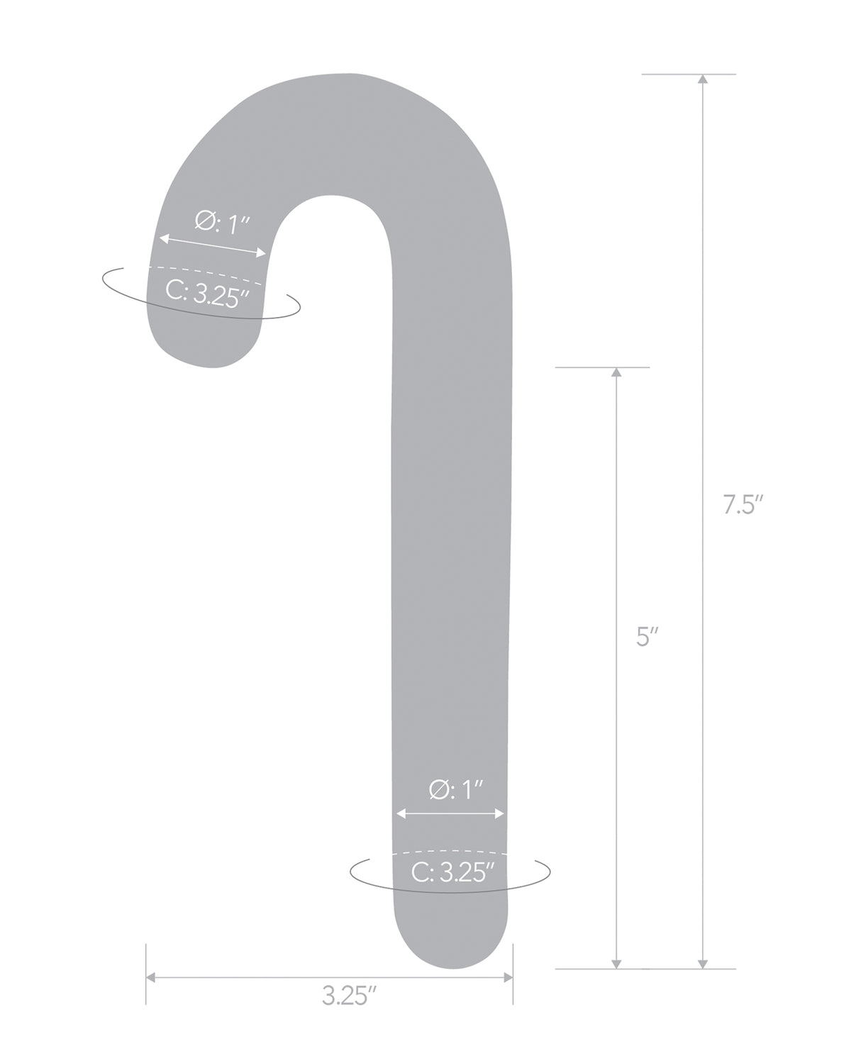 Dildo de vidrio con forma de bastón de caramelo, 7.5 pulgadas, diseño Dream, juguete para el placer adulto