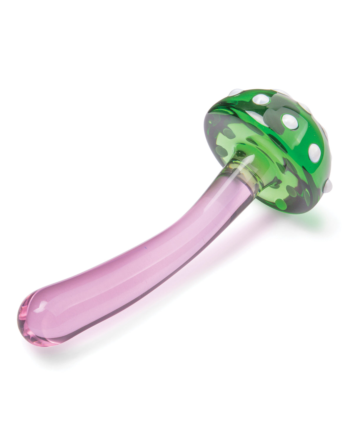 Handgeblazen glazen dildo in de vorm van een toverpaddenstoel, zeven en een halve inch