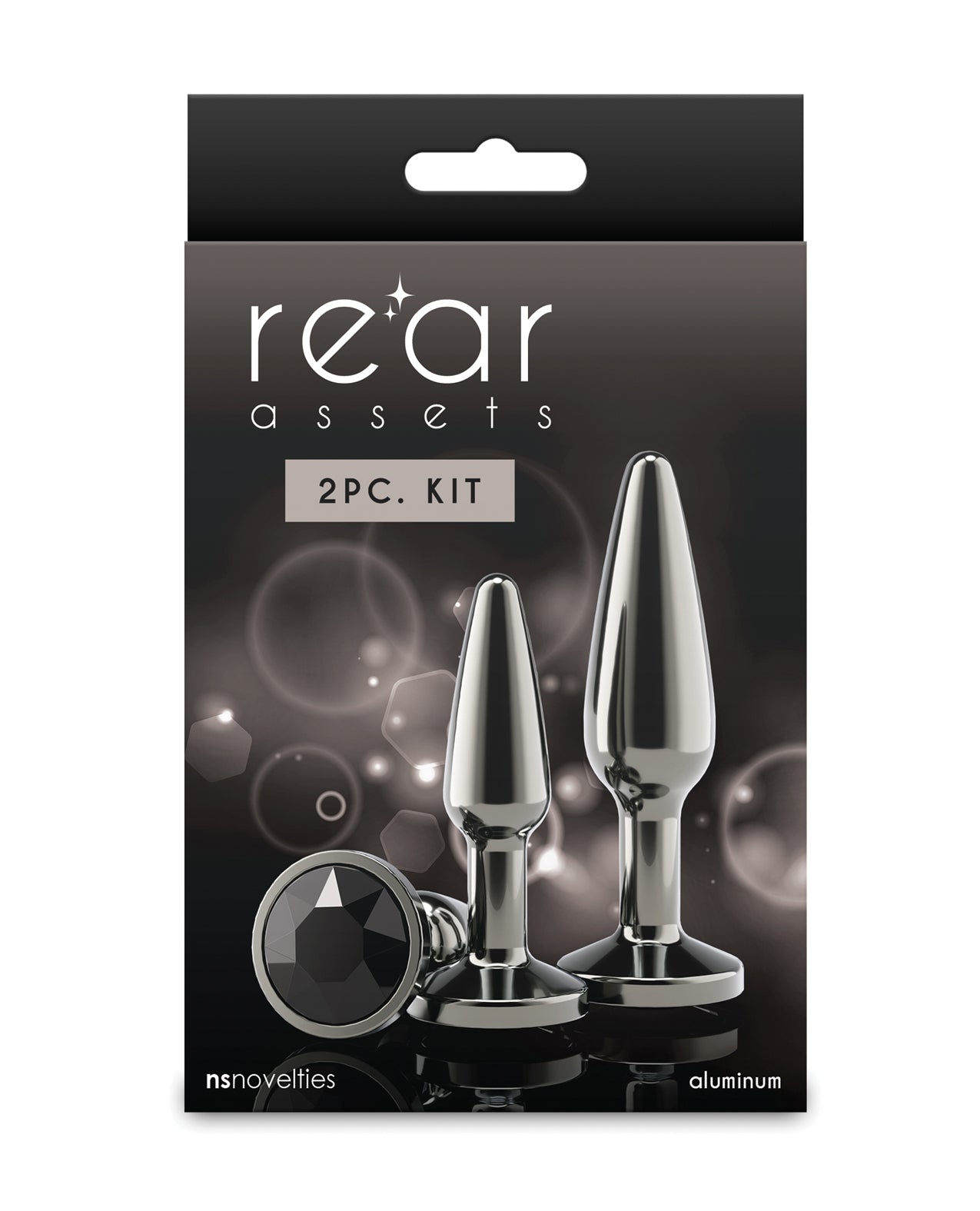 Kit de jucării anale Rear Assets, cu trainer conic din aluminiu, negru gunmetal