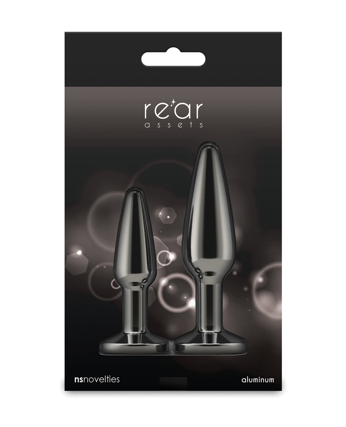 Kit de jucării anale Rear Assets, cu trainer conic din aluminiu, negru gunmetal