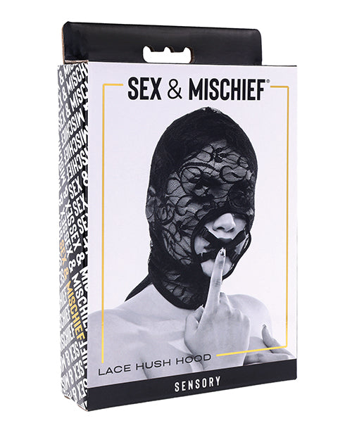 Capucha de cobertura completa Sex And Mischief Hush, de encaje transparente, con correas desmontables