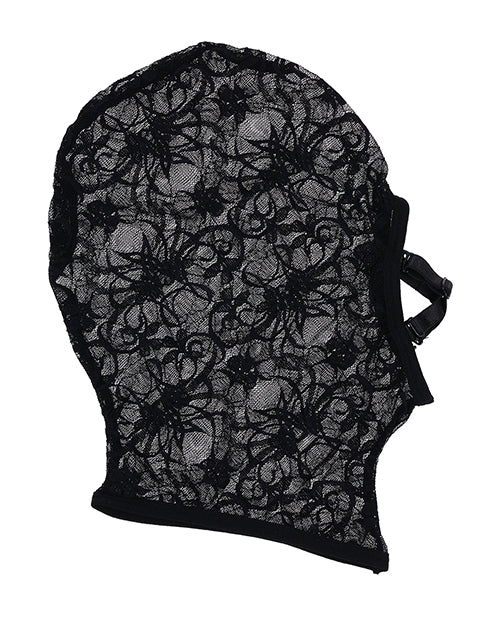Capucha de cobertura completa Sex And Mischief Hush, de encaje transparente, con correas desmontables