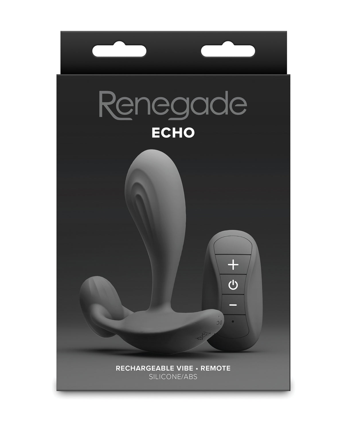 Masajeador de próstata vibratorio de silicona negra Renegade Echo con control remoto