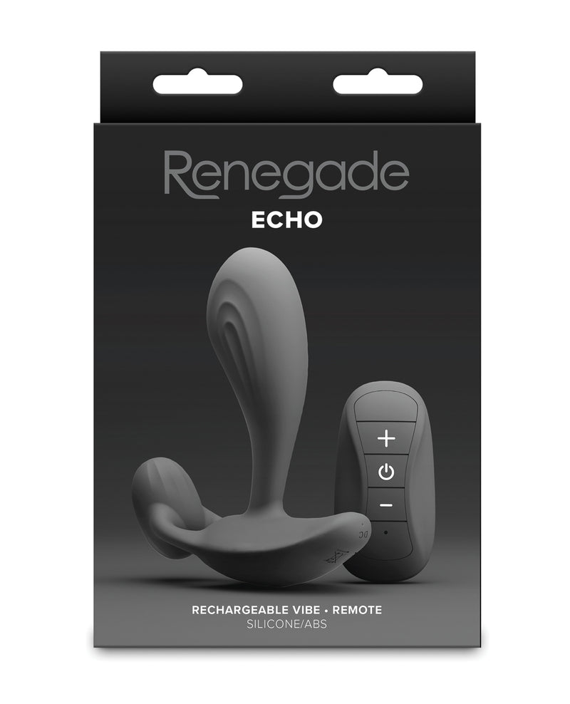 Cargue la imagen en el visor de la galería, Masajeador de próstata vibratorio de silicona negra Renegade Echo con control remoto
