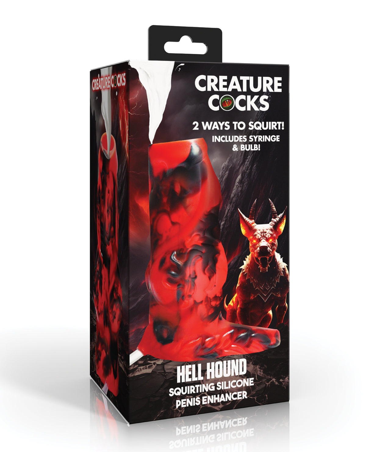 Creature Cocks Hell Hound Knotted Silicone Penis Enhancer Squirting Red