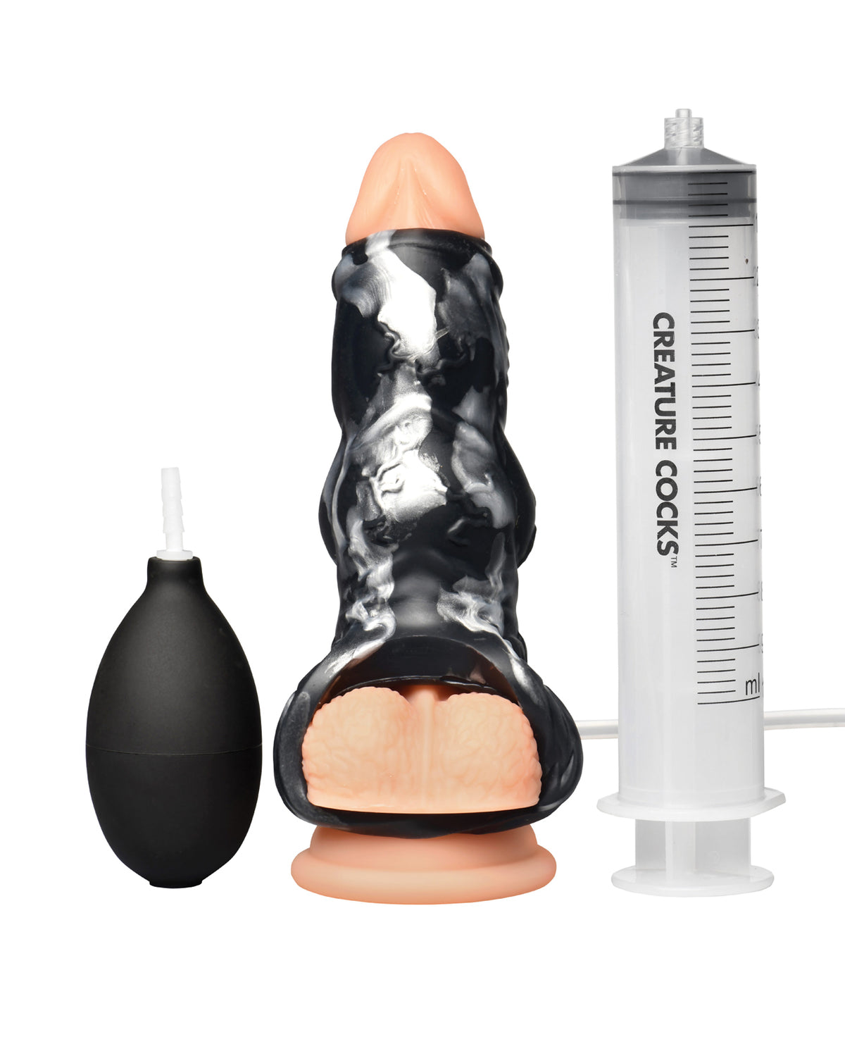 Pompă de penis din silicon Creature Cocks Night Prowler, cu ejaculare feminină - argintiu