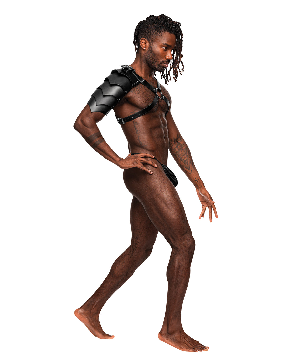 Aquarius PU Leather Chest Harness With Half Sleeve Black One Size