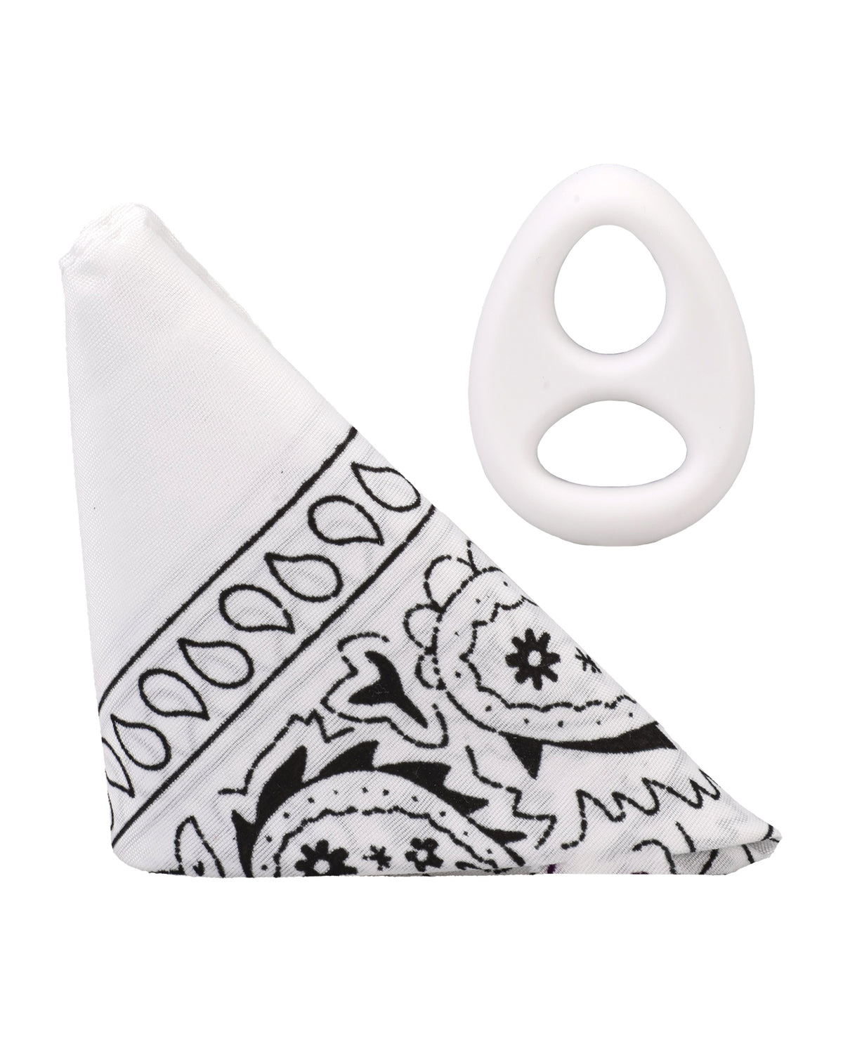 Conjunto Rock Solid The Code de anillo para el pene de silicona bicolor con bandana a juego