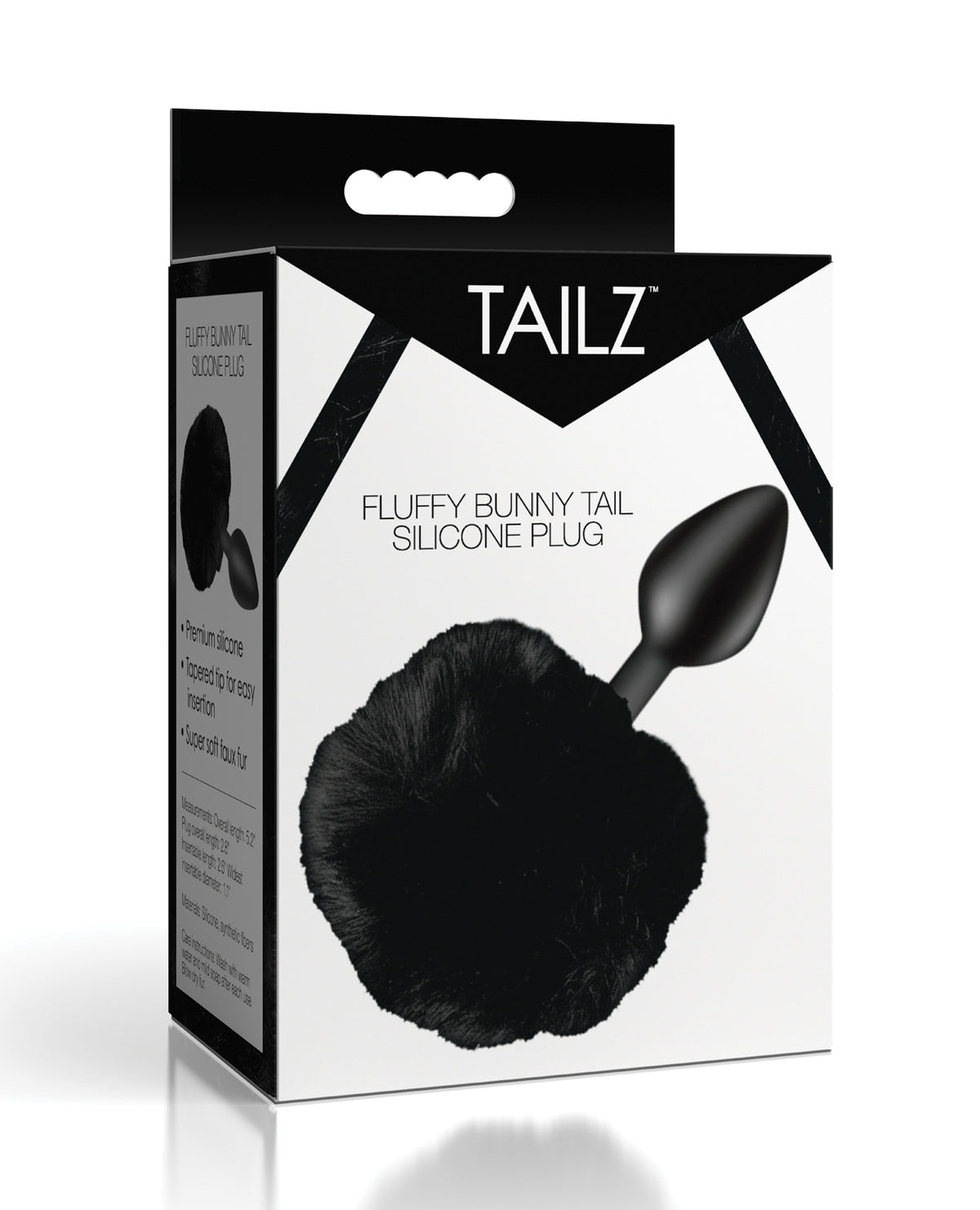 Plug anal Tailz com cauda de coelho de silicone e pelo sintético felpudo preto