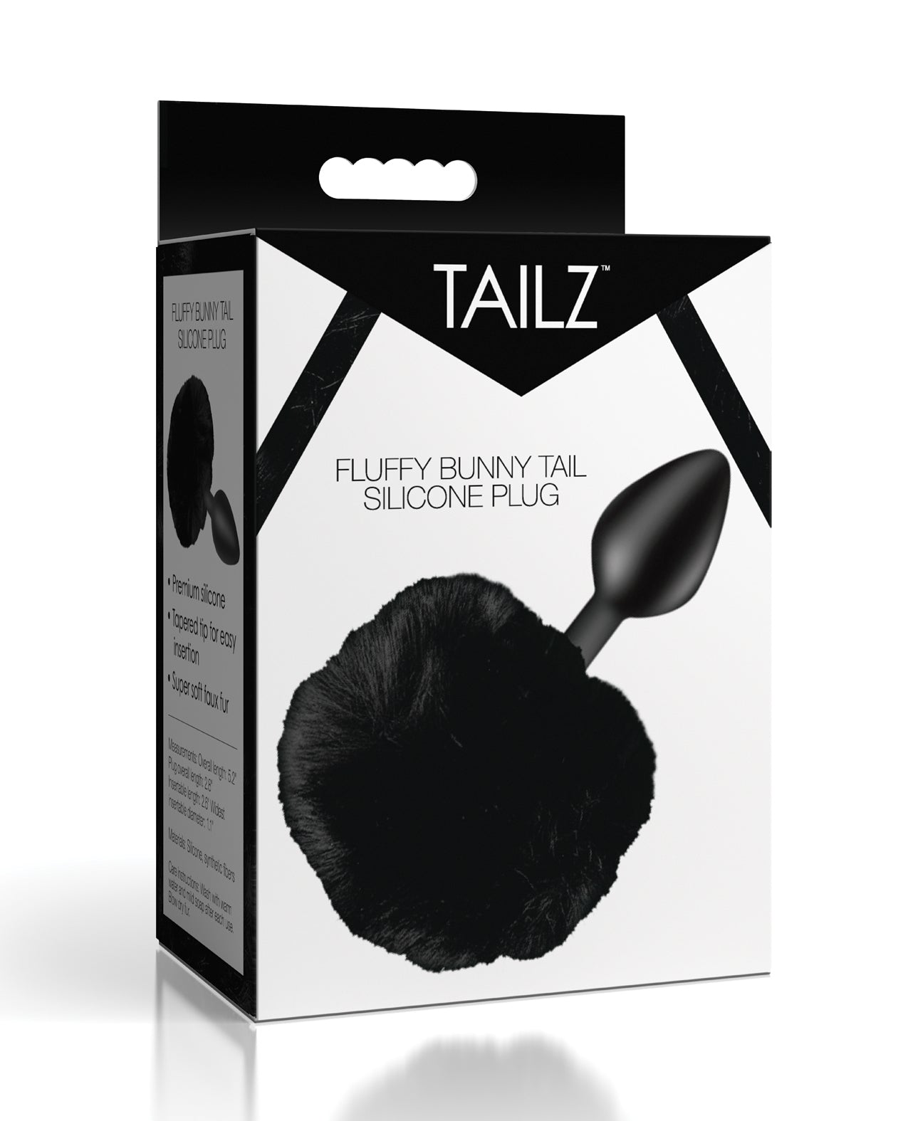 Tailz Plug anal de silicona con cola de conejo de piel sintética suave negro