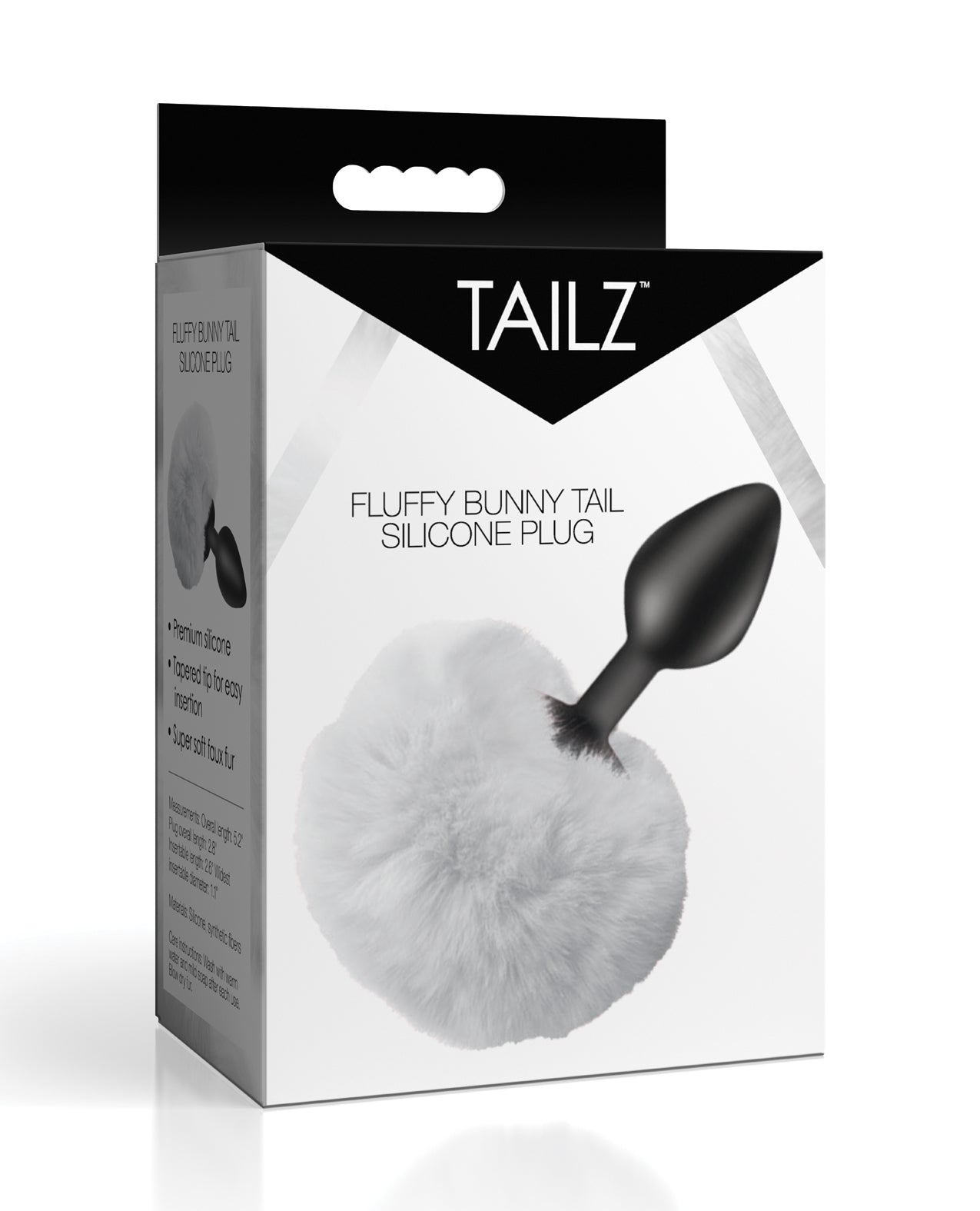 Plug anale Tailz in silicone con coda di coniglio bianca in ecopelliccia soffice