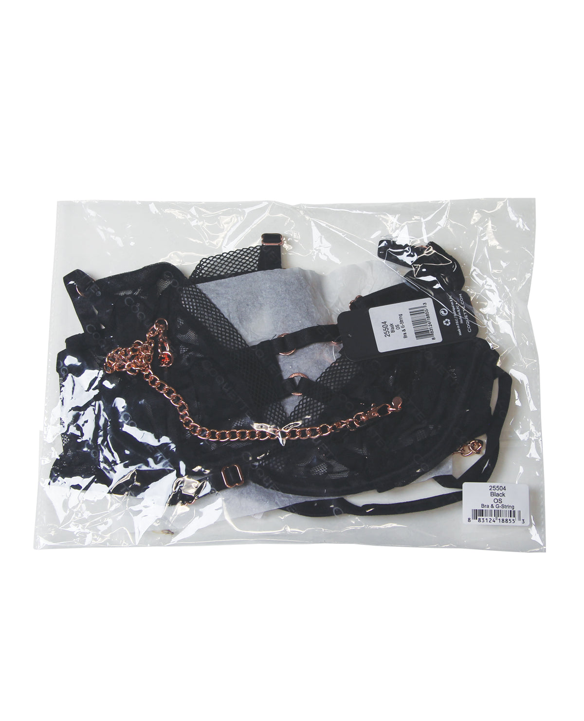 Ensemble 2 pièces Pleasure Collection Feline Fatale, soutien-gorge et string - Noir QN