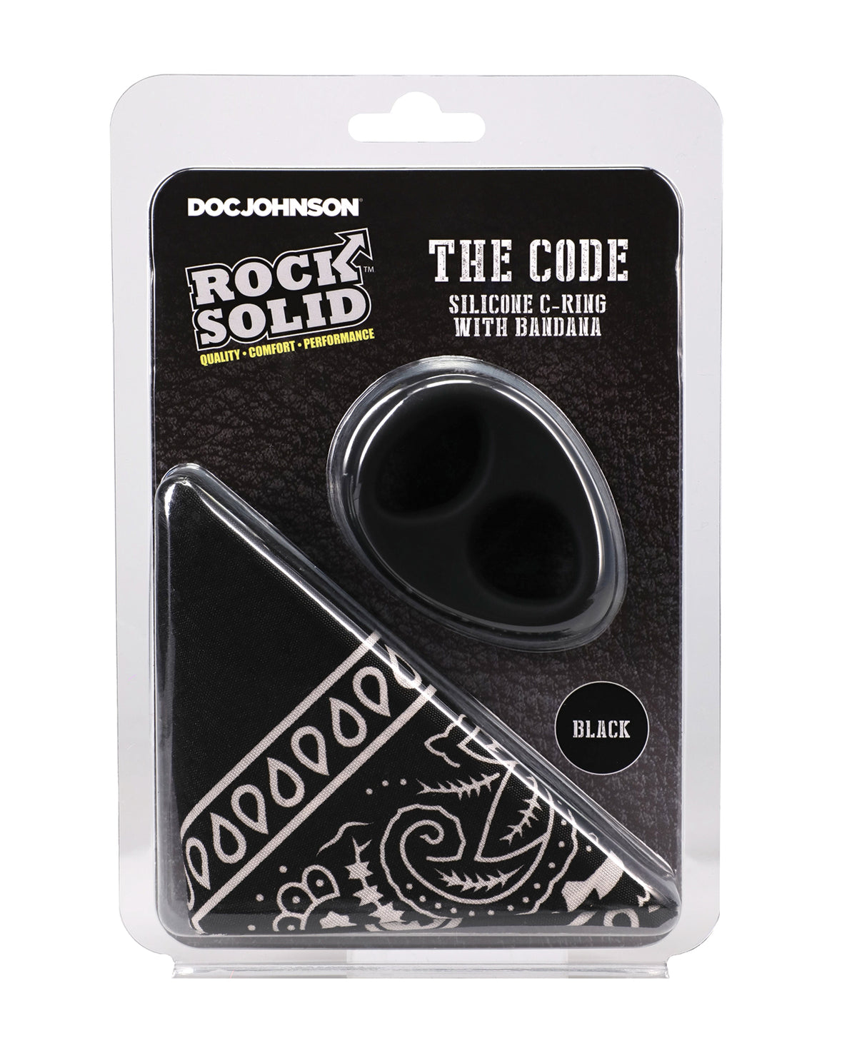 Rock Solid The Code Black Silicone Cock Ring Set With Bandana