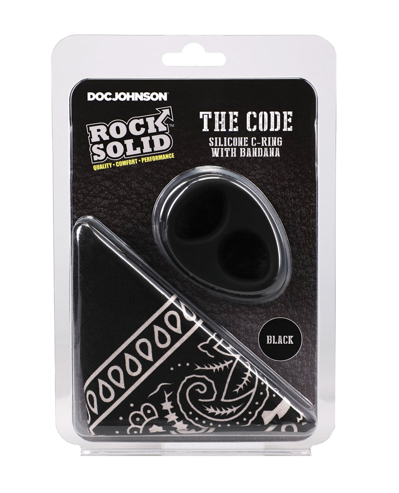 Bild in den Galerie-Viewer laden, Rock Solid The Code Schwarzes Silikon-Penissring-Set mit Bandana
