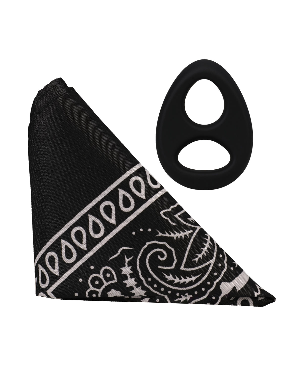 Rock Solid The Code Schwarzes Silikon-Penissring-Set mit Bandana