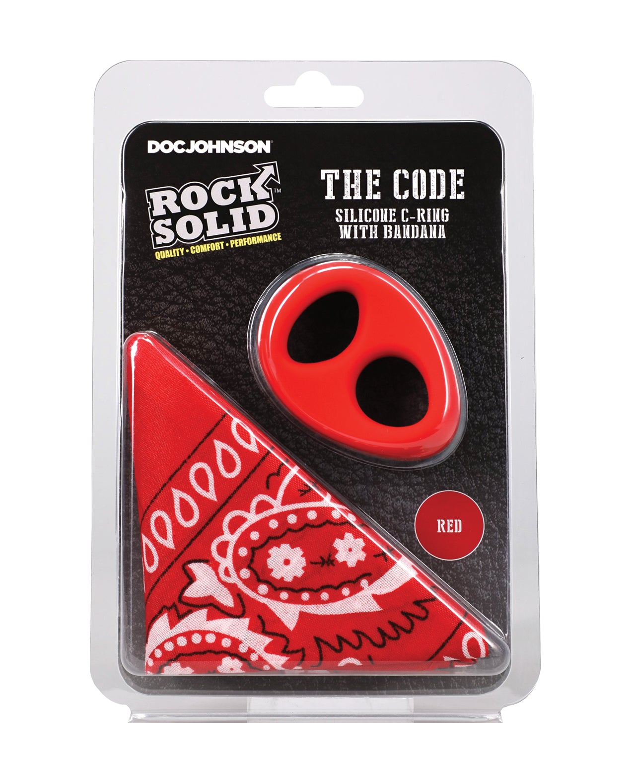 Set de anillo para el pene de silicona de dos tonos con pañuelo Rock Solid The Code