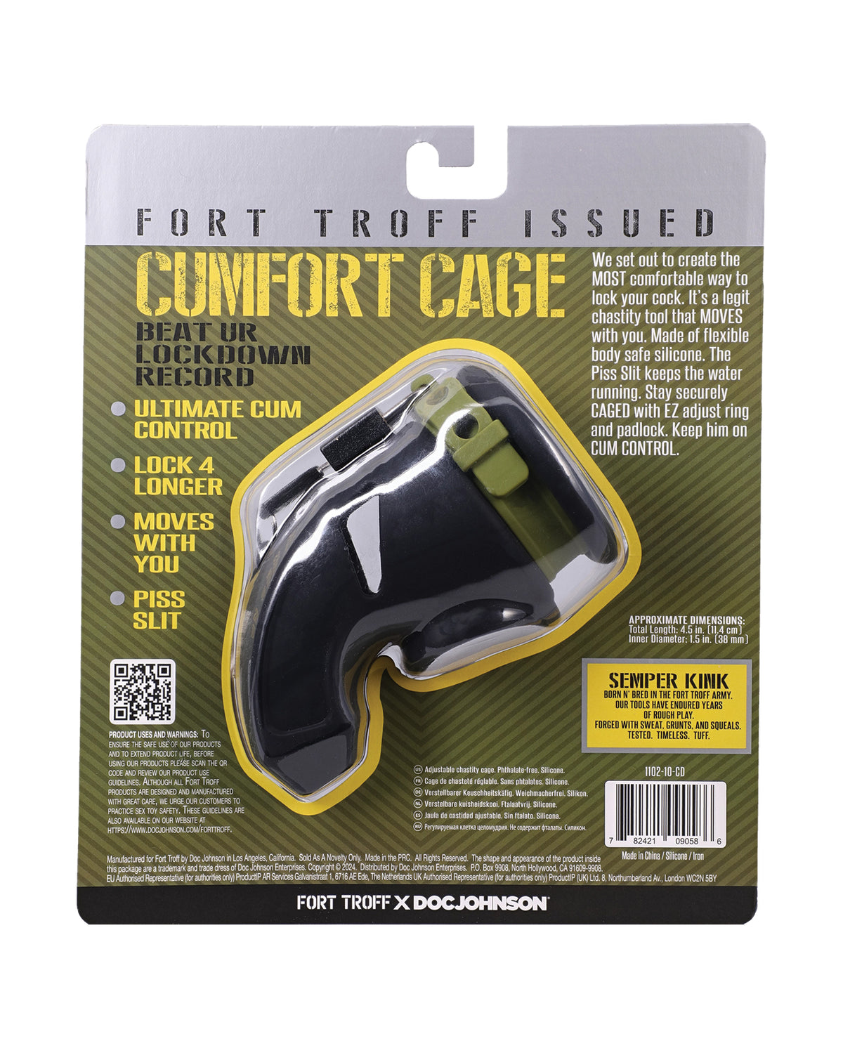 Fort Troff Cumfort Comfortable Silicone Chastity Cage Black