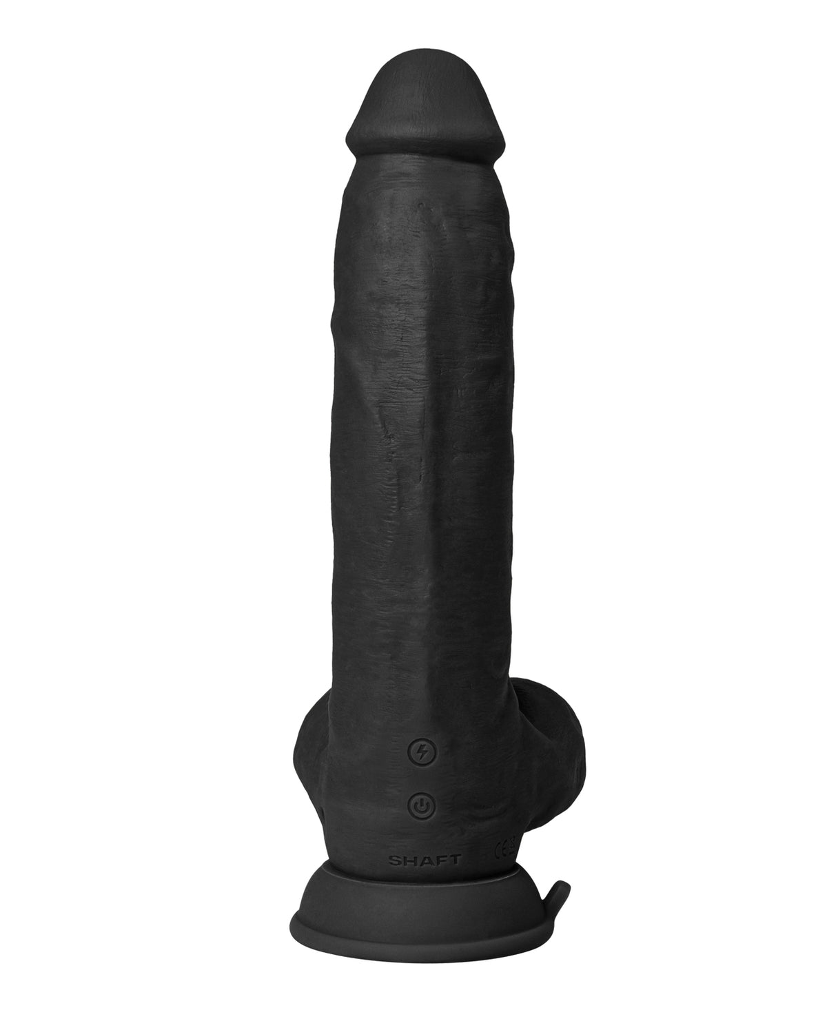Shaft Flexskin Liquid Silicone 9.5" -värähtelevä, kaareva dildo palloilla - musta