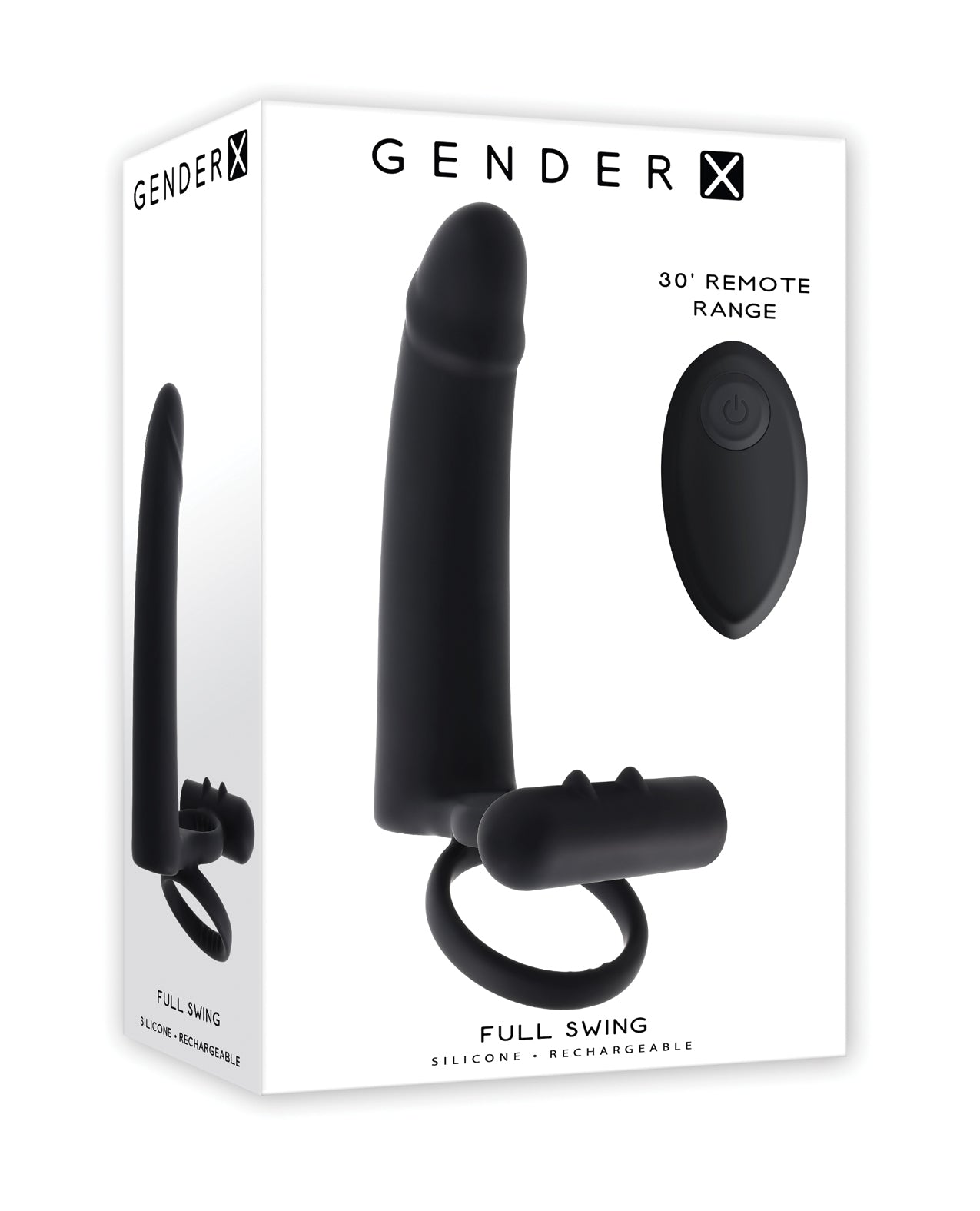 Anneau pénien vibrant portable à télécommande Gender X Full Swing, noir