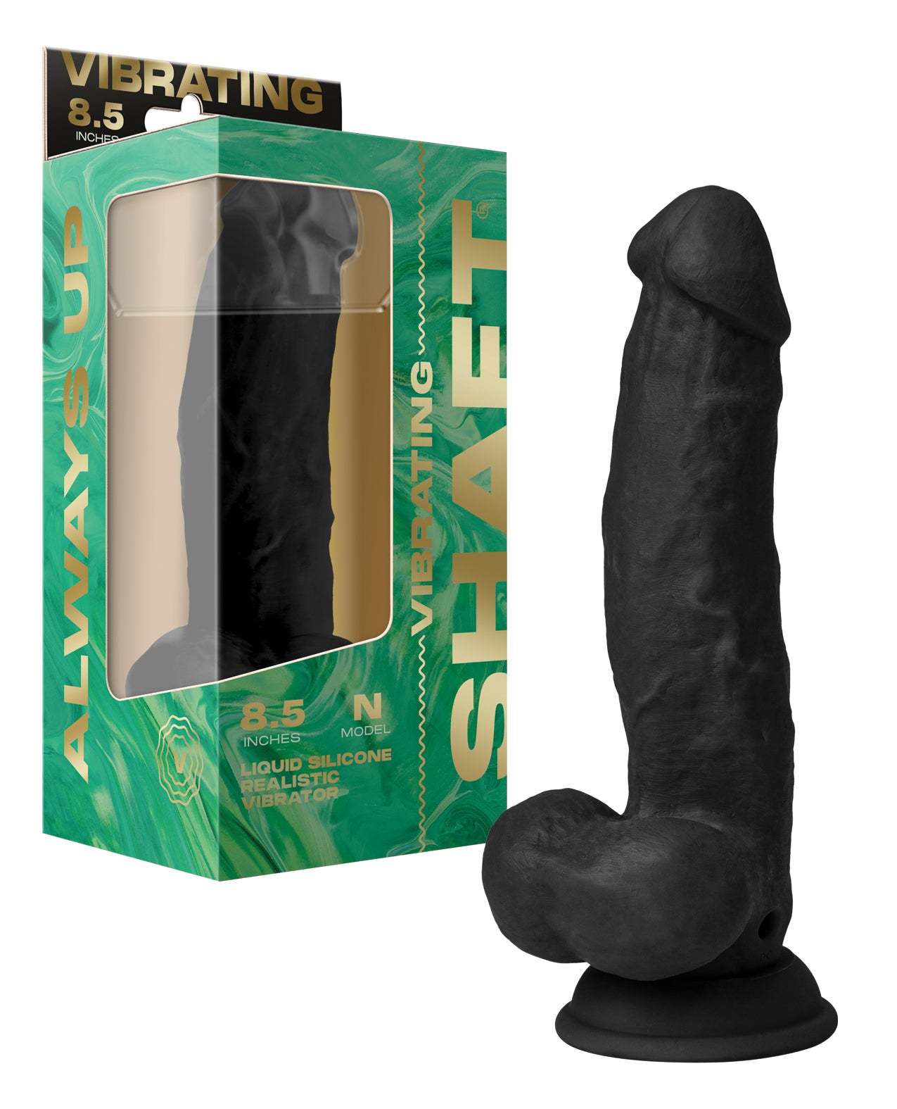 Wibrujące dildo z ciekłego silikonu z bocznym wygięciem i kulkami, kompatybilne z uprzężą, czarne