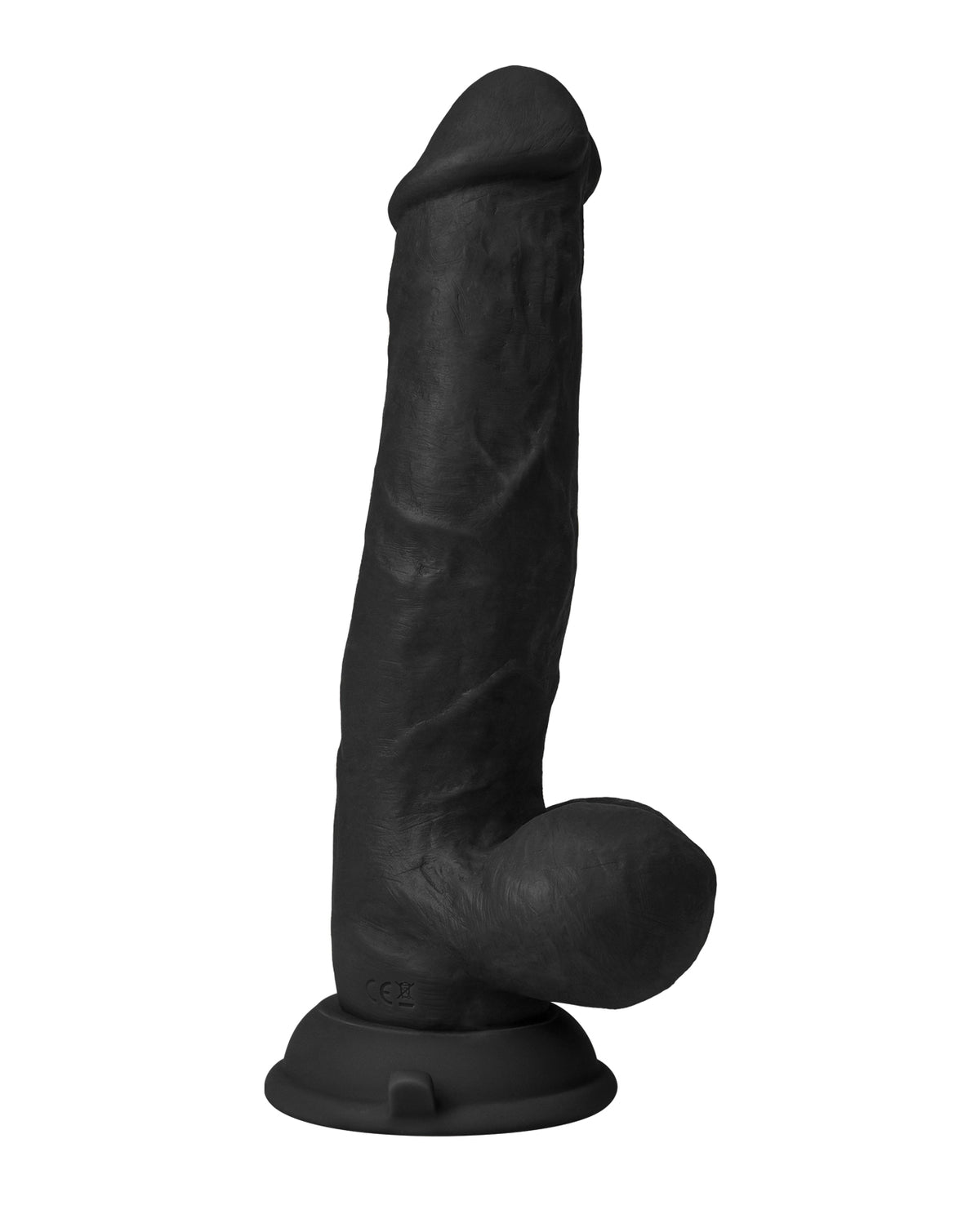 Wibrujące dildo z ciekłego silikonu z bocznym wygięciem i kulkami, kompatybilne z uprzężą, czarne