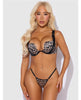 Cargue la imagen en el visor de la galería, Conjunto de sostén con arnés push-up y panty sin entrepierna Devon de estampado de leopardo, 3 piezas, XL
