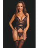 Load image into Gallery viewer, Feline Fatale Leopard Stretch Mesh Two Piece Lingerie Set Black
