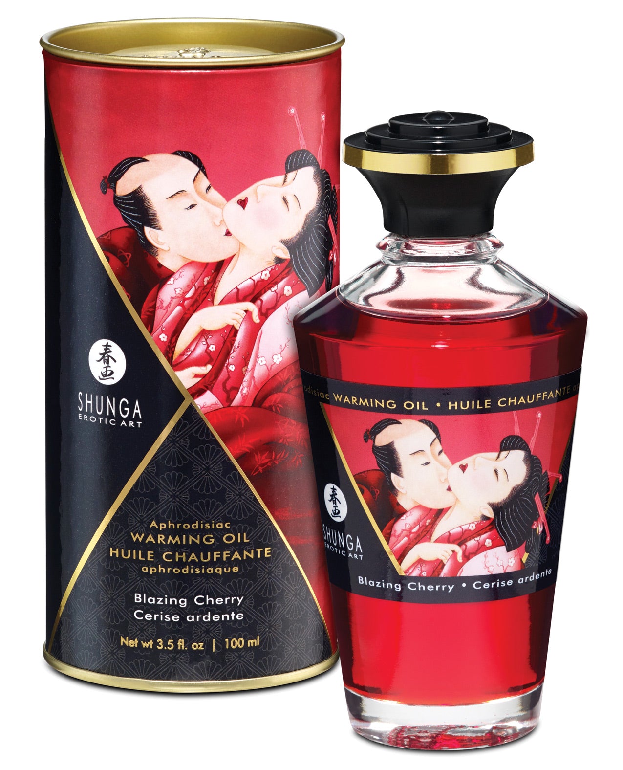 Shunga Warming Oil Blazing Cherry Edible Sensual Massage Oil